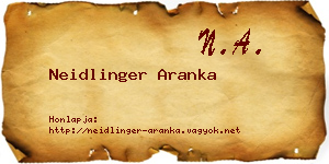 Neidlinger Aranka névjegykártya